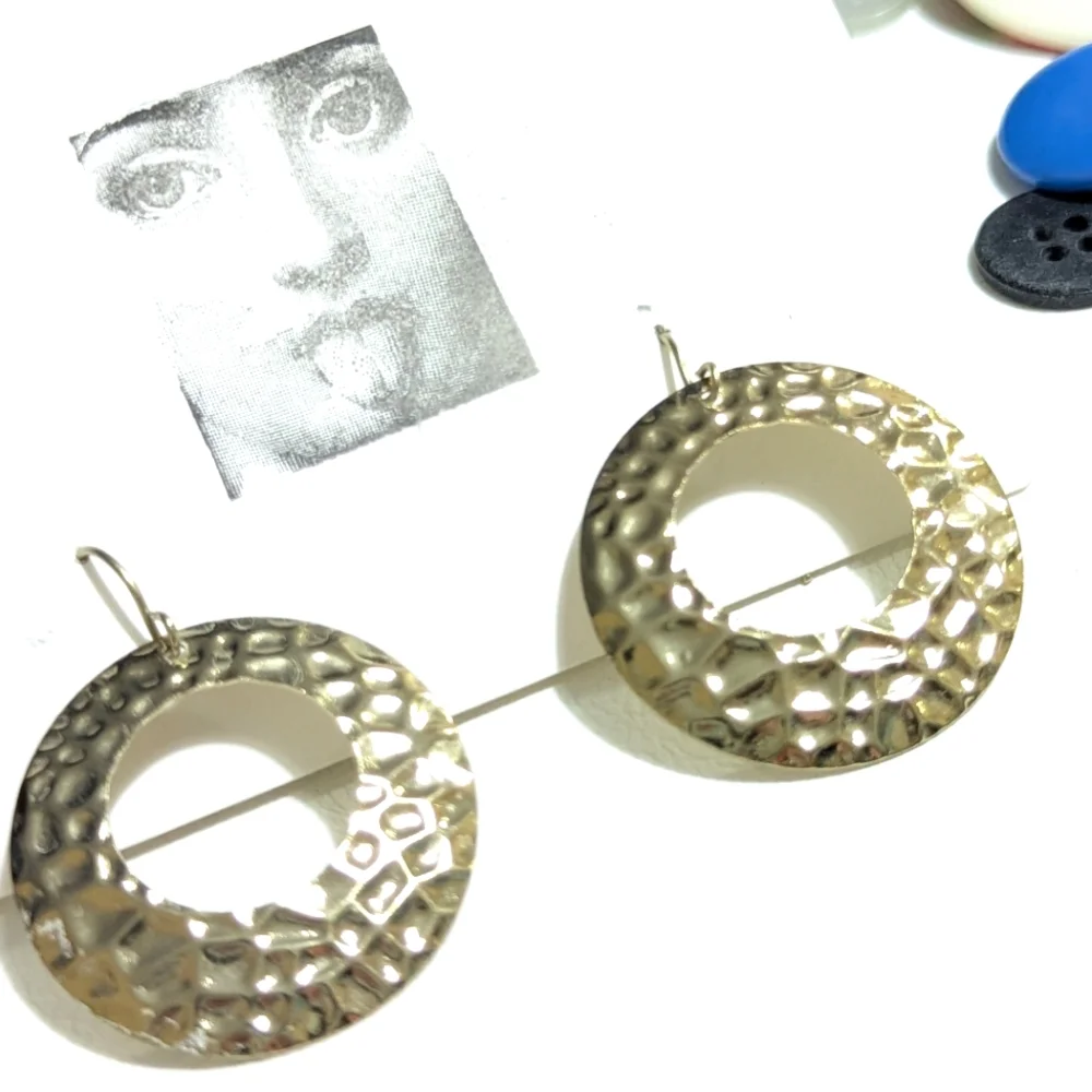 Vintage | Hammered Gold Hoop | Dangle Earrings | Bohemian | Retro | Y2K